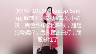 [MP4/ 1018M]&nbsp;&nbsp; 麻辣王子操良家短发小姑娘，黑色丝袜跪地深喉，翘起肥臀摸穴，后入撞击拍打，屁股多红了