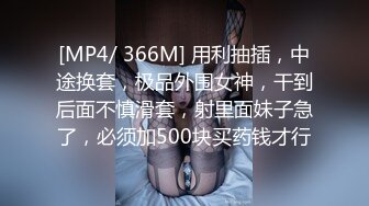 [MP4/ 366M] 用利抽插，中途换套，极品外围女神，干到后面不慎滑套，射里面妹子急了，必须加500块买药钱才行