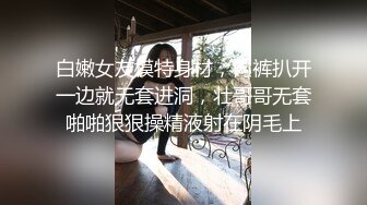 白嫩女友模特身材，内裤扒开一边就无套进洞，壮哥哥无套啪啪狠狠操精液射在阴毛上